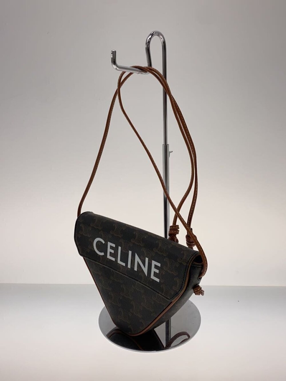 Celine Canvas Crossbody Bag Triomphe triangular Triangle Black